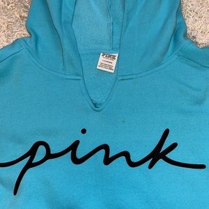 Victoria's Secret PINK Bright Baby Blue Cropped Hoodie.